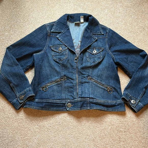 Venezia Jackets & Blazers - Venezia jean decaled gem back denim jacket